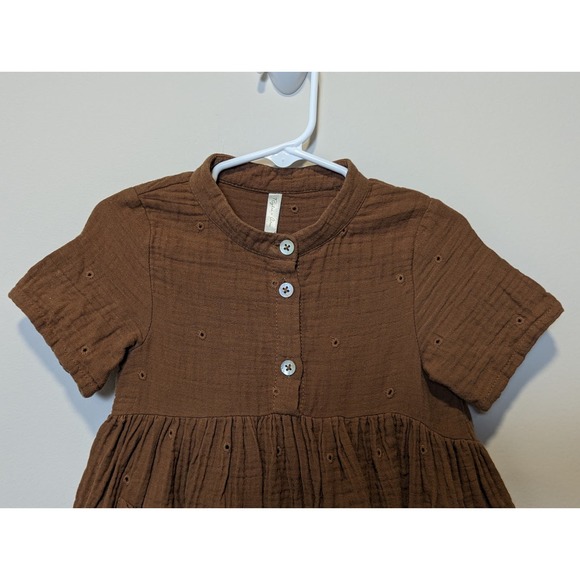 Rylee & Cru Esme Dress Rust Size 18/24m Eyelet Scallop Short Sleeve Buttons - Picture 2 of 5